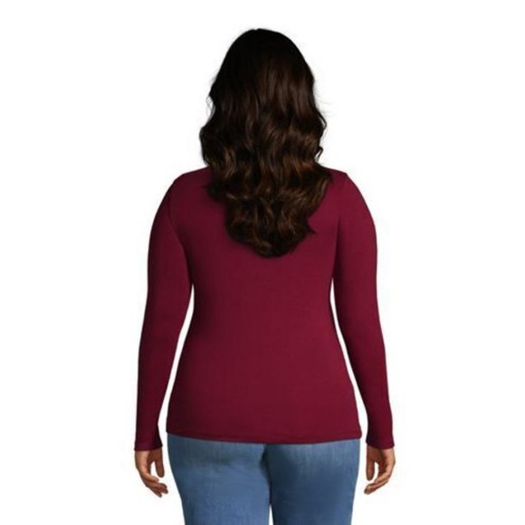 NWT LANDS' END WOMENS PETITE LONG SLEEVE 1X1 RIB CREW SOFT BLUE HAZE SMALL - Picture 2 of 5